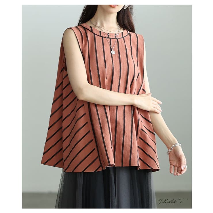 揺れてすっきり魅せるバイアスストライプAライントップス レディース トップス | Sawa a la mode | 詳細画像2 