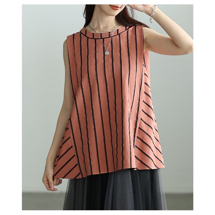 揺れてすっきり魅せるバイアスストライプAライントップス レディース トップス | Sawa a la mode | 詳細画像4 