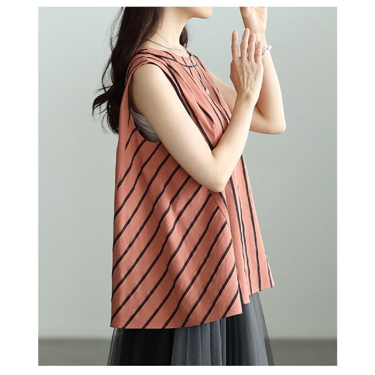 揺れてすっきり魅せるバイアスストライプAライントップス レディース トップス | Sawa a la mode | 詳細画像8 