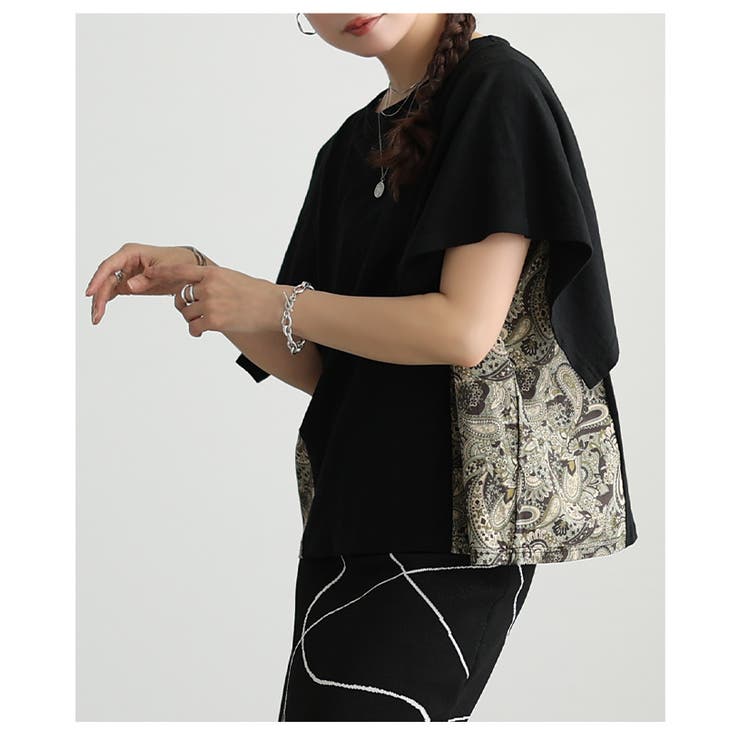 横顔まで美しいペイズリー柄切替スクエアスリーブトップス レディース ファッション | Sawa a la mode | 詳細画像8 