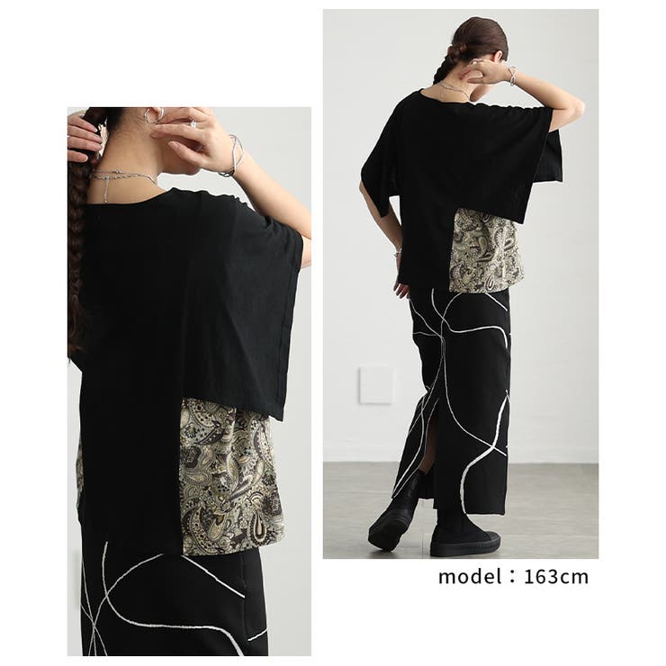 横顔まで美しいペイズリー柄切替スクエアスリーブトップス レディース ファッション | Sawa a la mode | 詳細画像9 