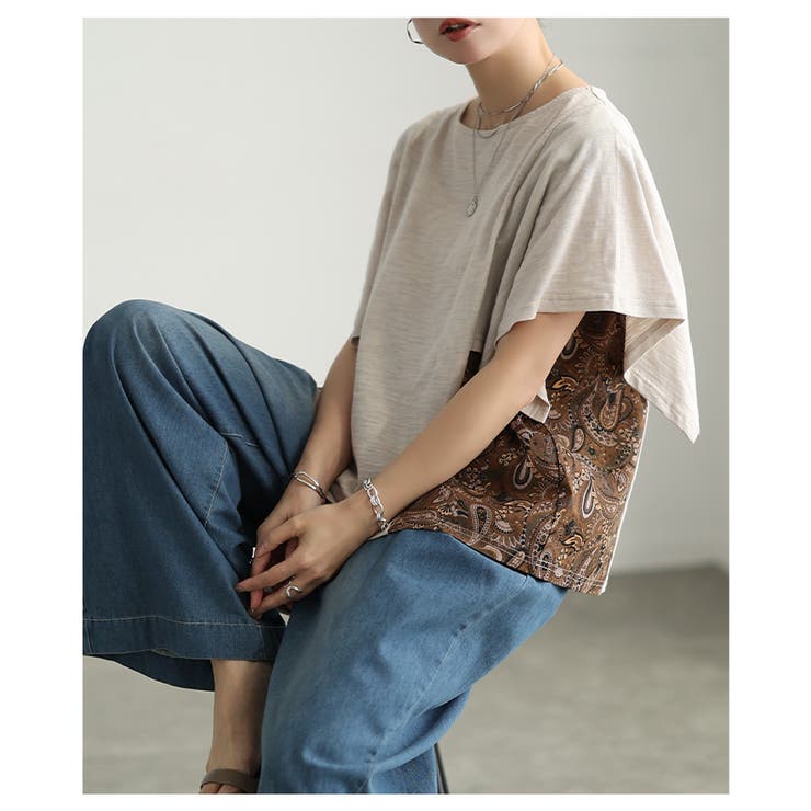 横顔まで美しいペイズリー柄切替スクエアスリーブトップス レディース ファッション | Sawa a la mode | 詳細画像20 