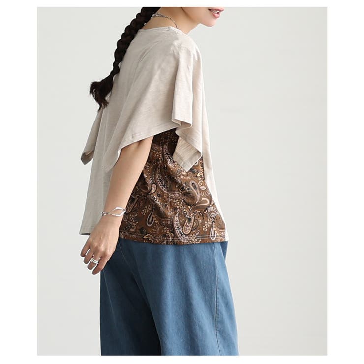 横顔まで美しいペイズリー柄切替スクエアスリーブトップス レディース ファッション | Sawa a la mode | 詳細画像21 
