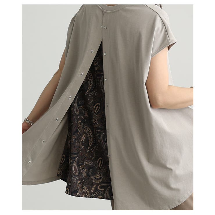 後ろ姿で魅せるバックスリットペイズリー切替トップス レディース ファッション | Sawa a la mode | 詳細画像10 