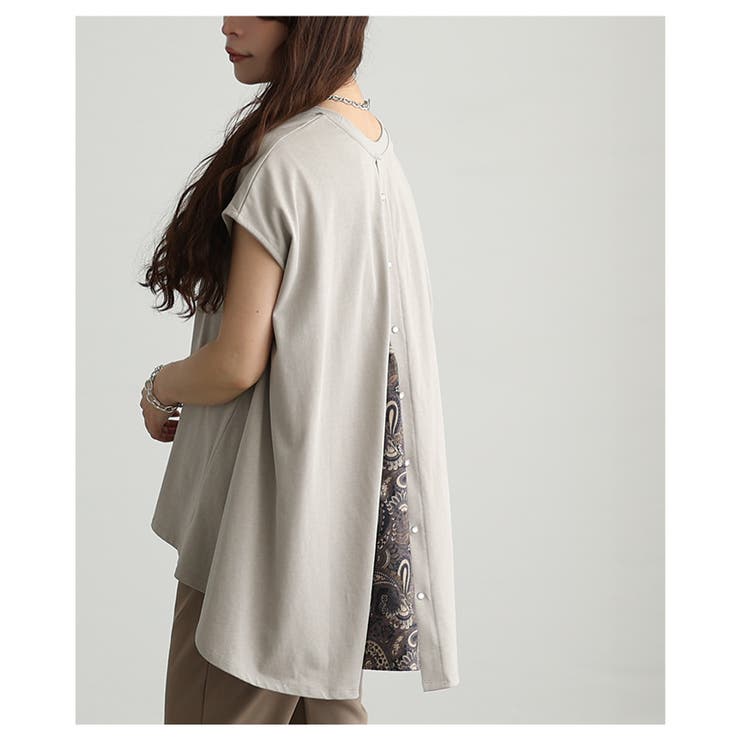 後ろ姿で魅せるバックスリットペイズリー切替トップス レディース ファッション | Sawa a la mode | 詳細画像12 