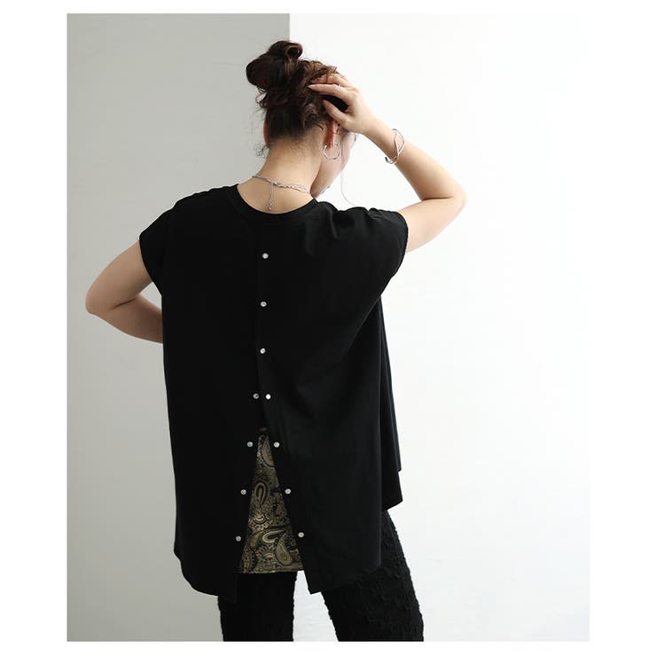 後ろ姿で魅せるバックスリットペイズリー切替トップス レディース ファッション | Sawa a la mode | 詳細画像16 