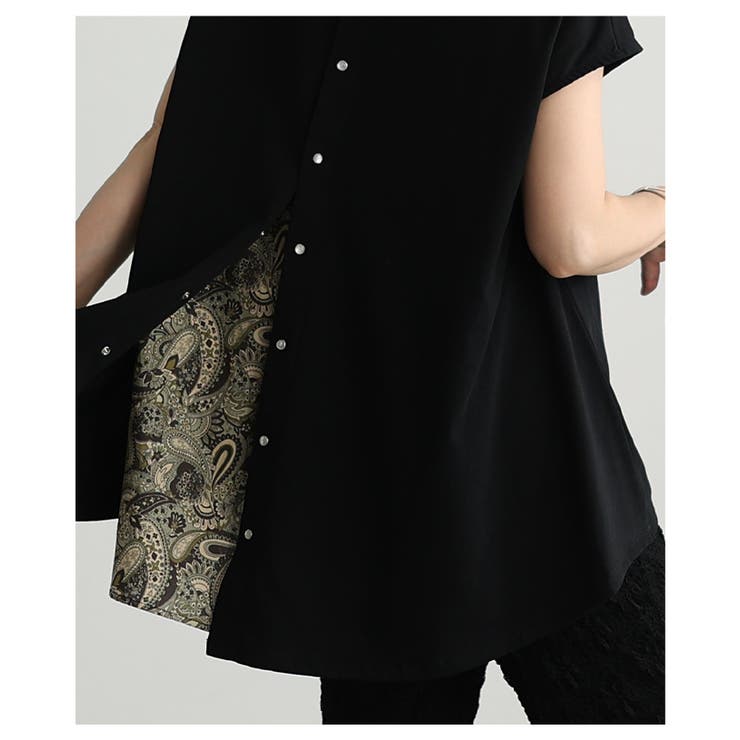 後ろ姿で魅せるバックスリットペイズリー切替トップス レディース ファッション | Sawa a la mode | 詳細画像17 