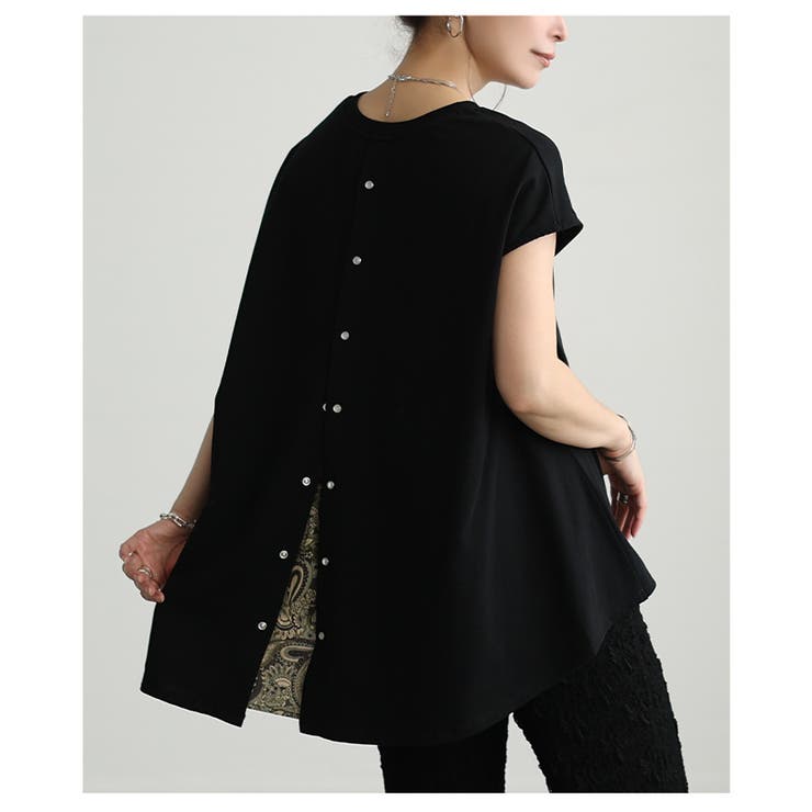 後ろ姿で魅せるバックスリットペイズリー切替トップス レディース ファッション | Sawa a la mode | 詳細画像21 