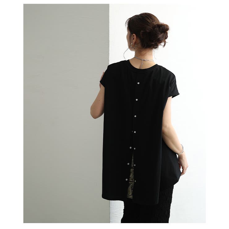 後ろ姿で魅せるバックスリットペイズリー切替トップス レディース ファッション | Sawa a la mode | 詳細画像22 