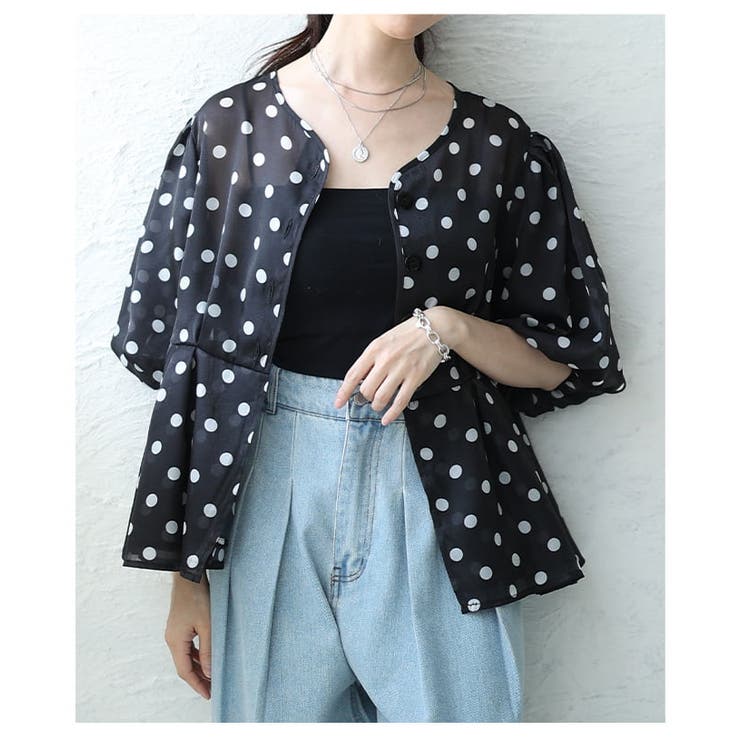 シルエットで差がつくドット柄シアーペプラムブラウス レディース トップス | Sawa a la mode | 詳細画像15 