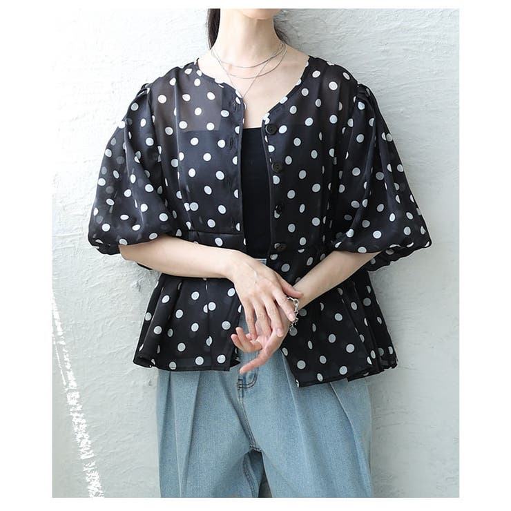 シルエットで差がつくドット柄シアーペプラムブラウス レディース トップス | Sawa a la mode | 詳細画像16 
