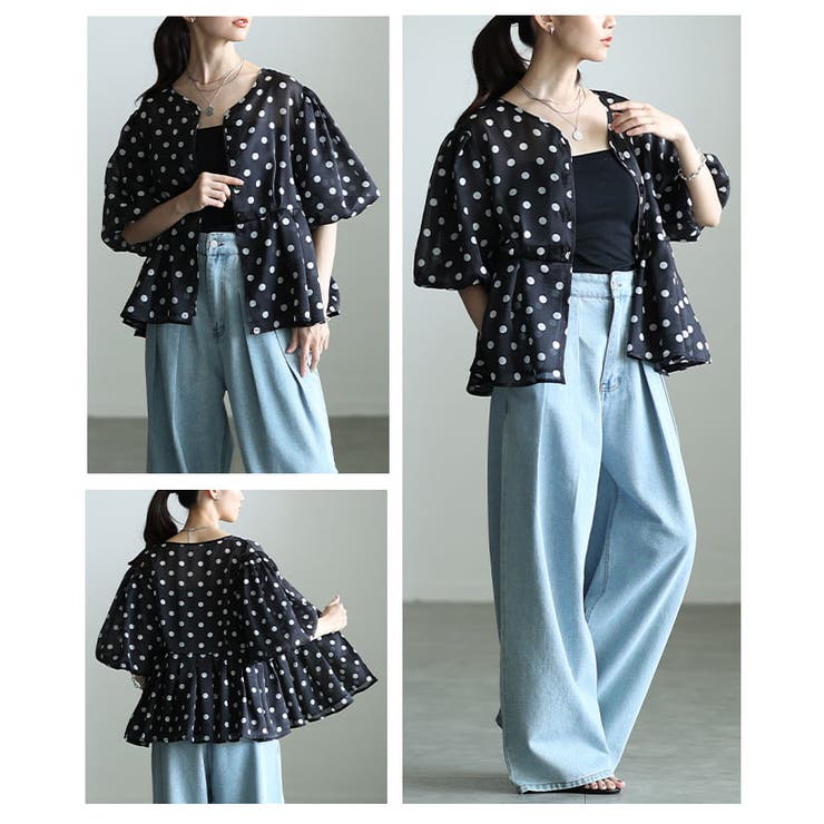 シルエットで差がつくドット柄シアーペプラムブラウス レディース トップス | Sawa a la mode | 詳細画像17 