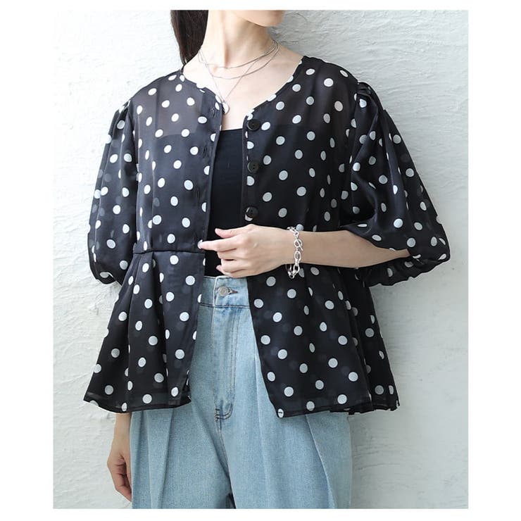 シルエットで差がつくドット柄シアーペプラムブラウス レディース トップス | Sawa a la mode | 詳細画像18 