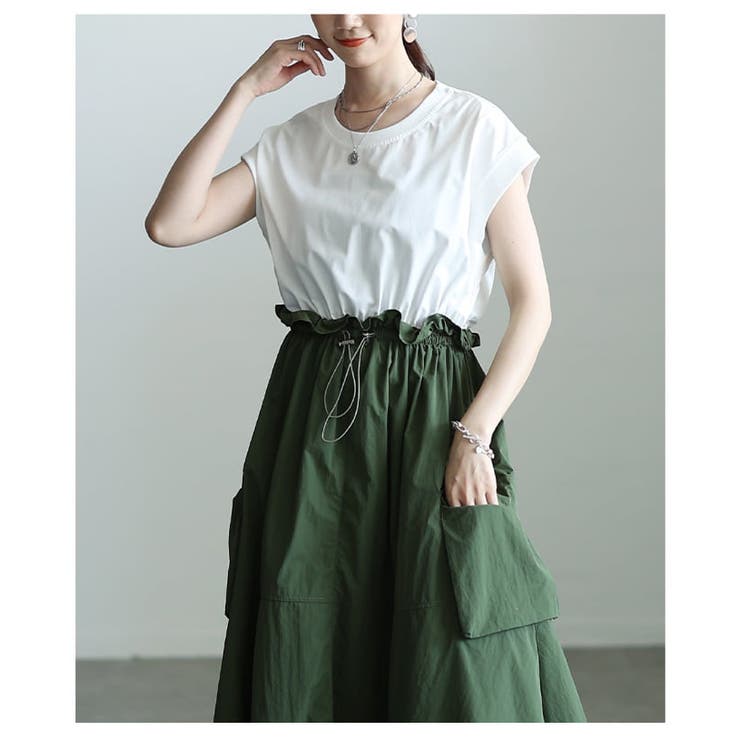 絞って楽しむ異素材ドッキングドロストワンピース レディース ワンピース | Sawa a la mode | 詳細画像12 