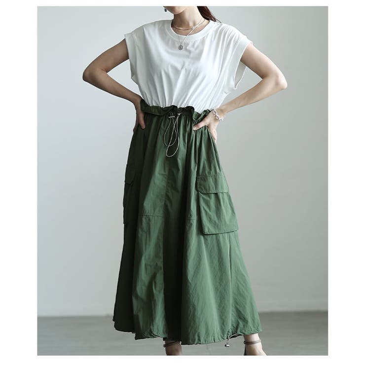 絞って楽しむ異素材ドッキングドロストワンピース レディース ワンピース | Sawa a la mode | 詳細画像16 