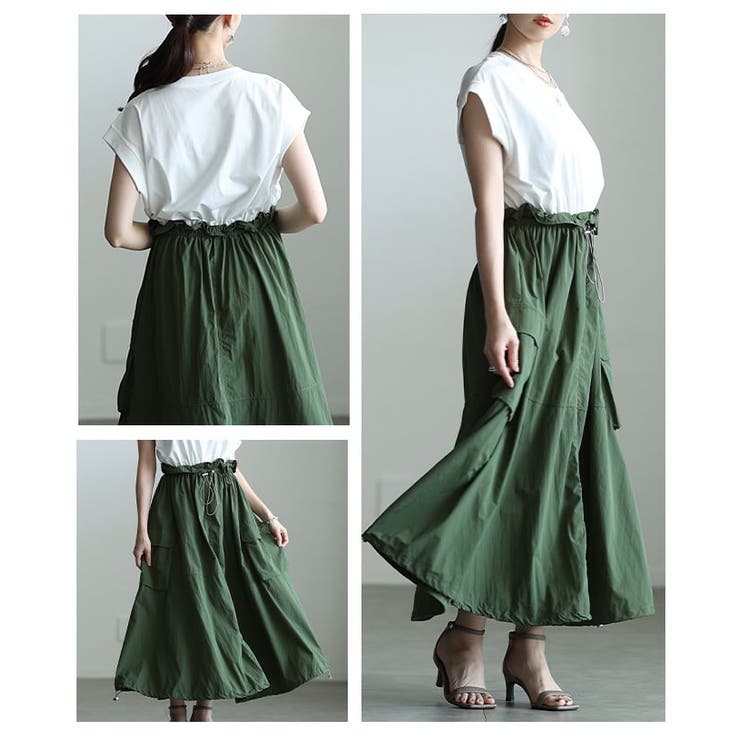 絞って楽しむ異素材ドッキングドロストワンピース レディース ワンピース | Sawa a la mode | 詳細画像17 