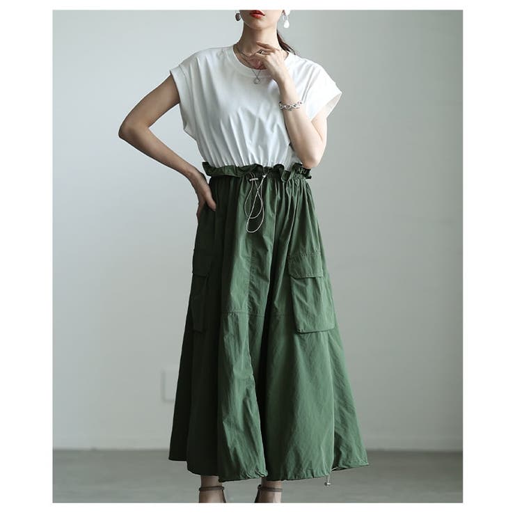 絞って楽しむ異素材ドッキングドロストワンピース レディース ワンピース | Sawa a la mode | 詳細画像18 