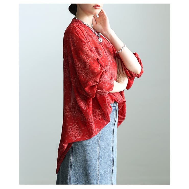 纏うだけで映えるペイズリー柄シアーオーバーシャツ レディース トップス | Sawa a la mode | 詳細画像9 