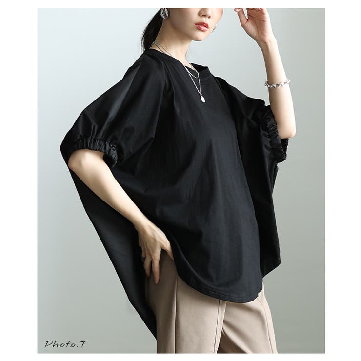 後ろ姿も抜かりない異素材MIXドルマンデザイントップス レディース ファッション | Sawa a la mode | 詳細画像2 