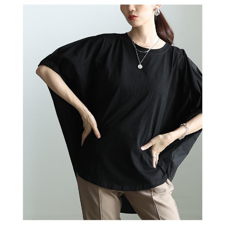 後ろ姿も抜かりない異素材MIXドルマンデザイントップス レディース ファッション | Sawa a la mode | 詳細画像7 