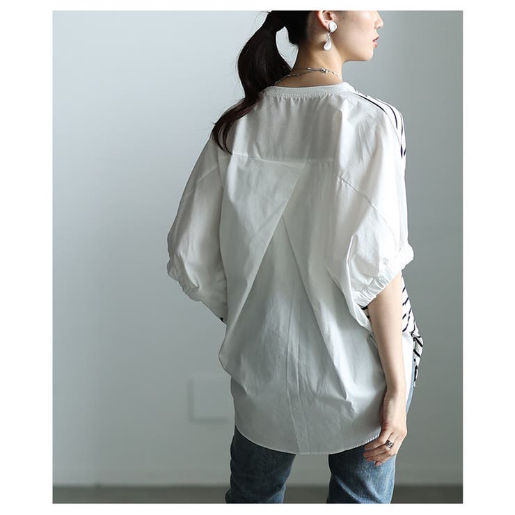 後ろ姿も抜かりない異素材MIXドルマンデザイントップス レディース ファッション | Sawa a la mode | 詳細画像16 