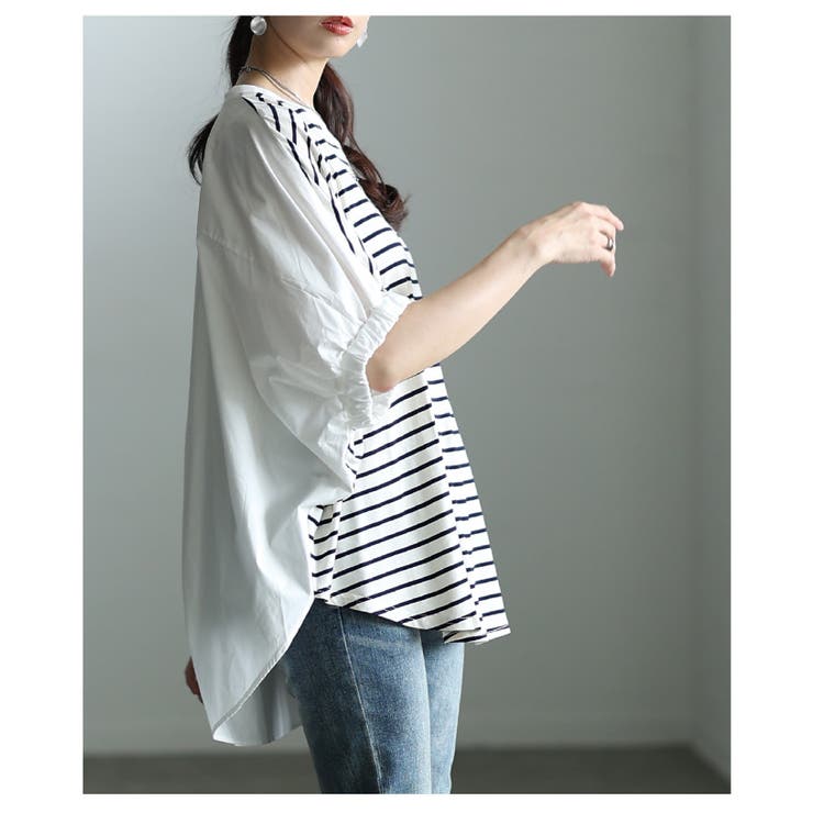 後ろ姿も抜かりない異素材MIXドルマンデザイントップス レディース ファッション | Sawa a la mode | 詳細画像21 