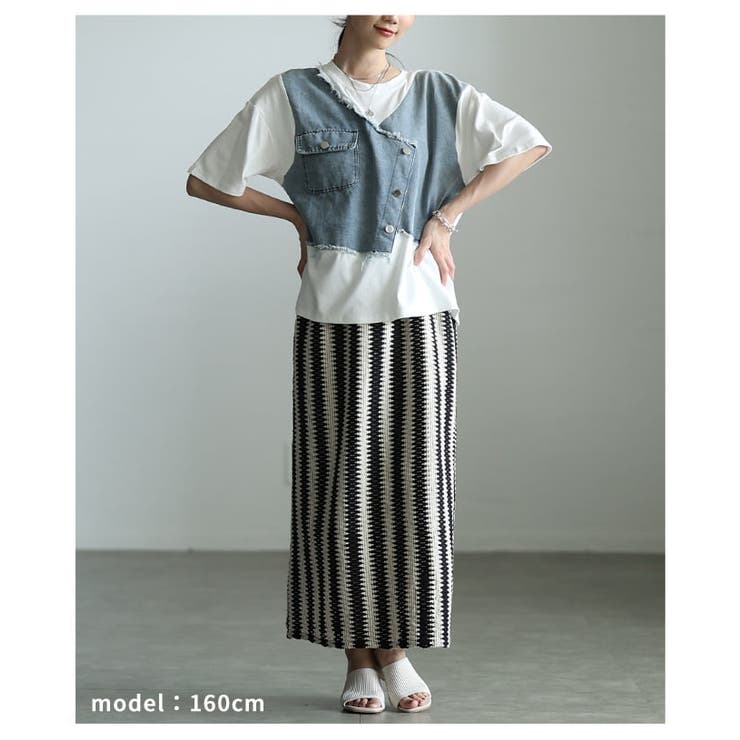 デザインで差がつくデニムレイヤード風カットソートップス レディース トップス | Sawa a la mode | 詳細画像7 