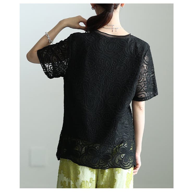 上品に華やぐフラワーレースシアープルオーバー レディース トップス | Sawa a la mode | 詳細画像14 