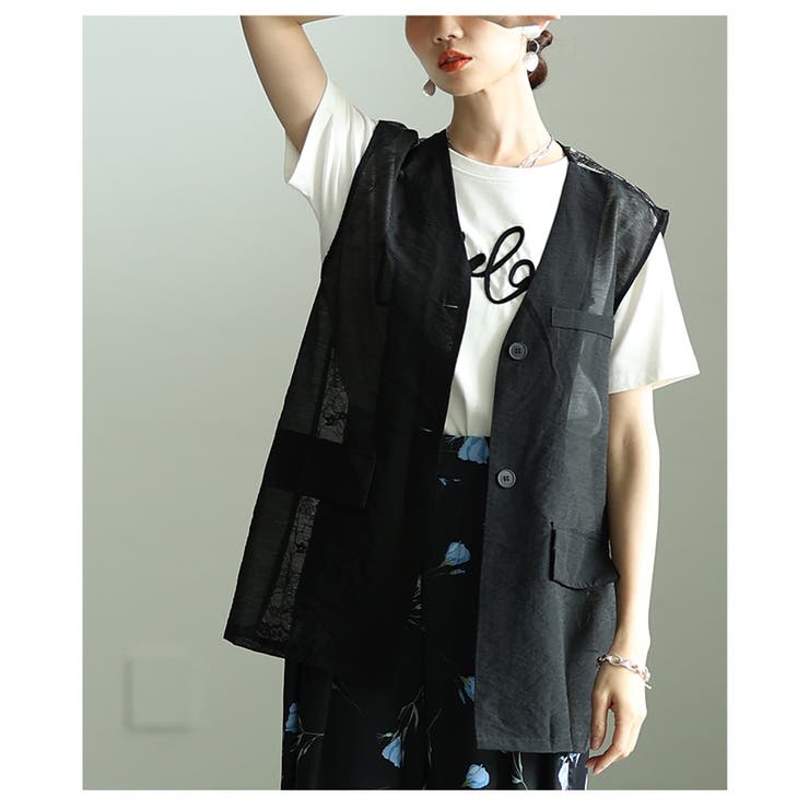 重ねれば高見えバックレース異素材ジレジャケット レディース ファッション | Sawa a la mode | 詳細画像21 