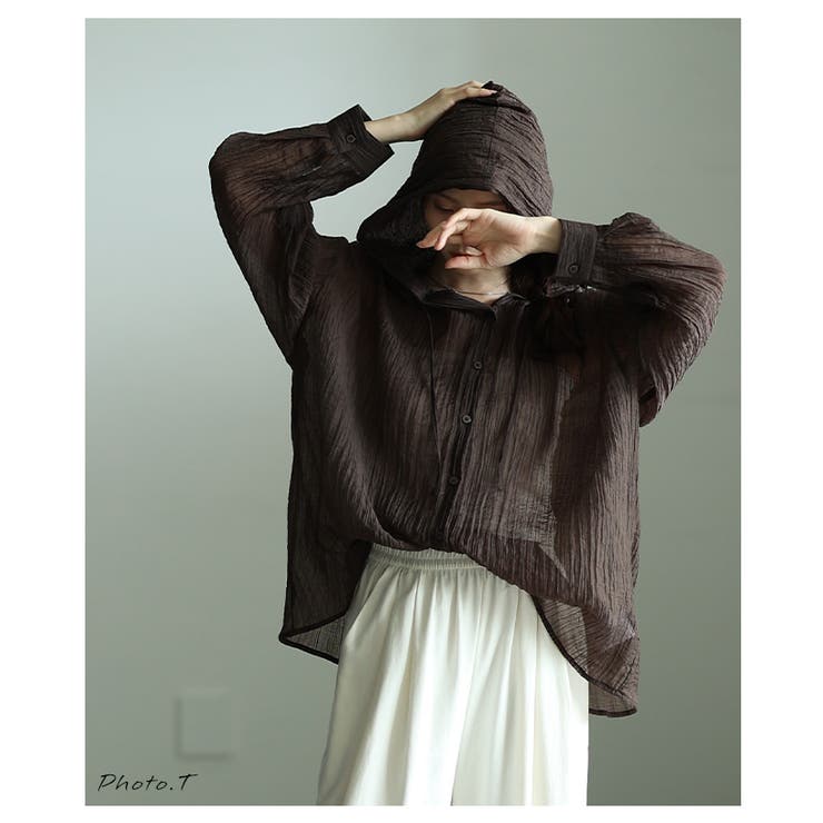 ニュアンスで決まるワッシャー加工フーディーシャツ レディース ファッション | Sawa a la mode | 詳細画像2 