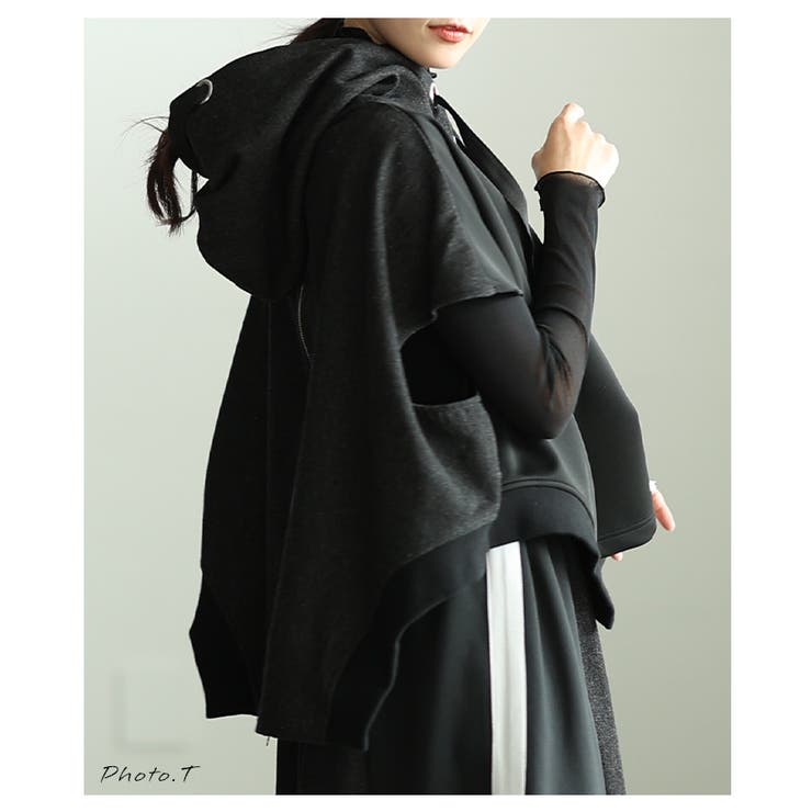 日常にモードが溶け込む異素材バックジップ変形フーディー レディース ファッション | Sawa a la mode | 詳細画像2 