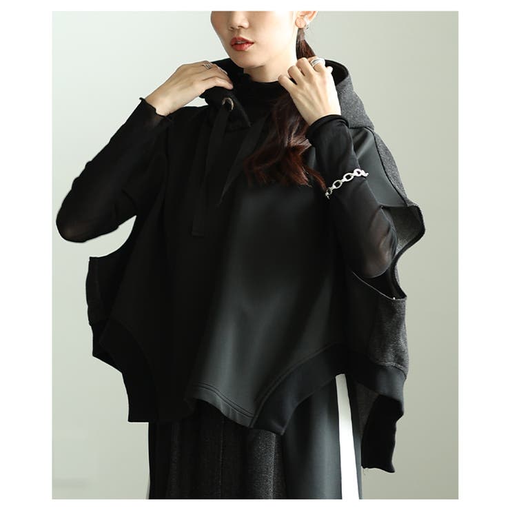 日常にモードが溶け込む異素材バックジップ変形フーディー レディース ファッション | Sawa a la mode | 詳細画像12 