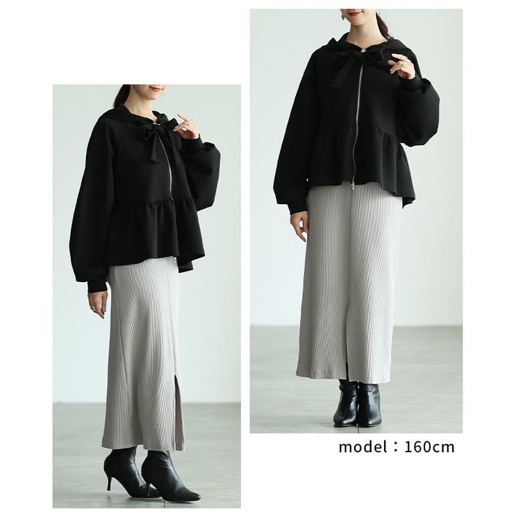 顔まわり華やぐリボンタイペプラムパーカー レディース トップス | Sawa a la mode | 詳細画像10 