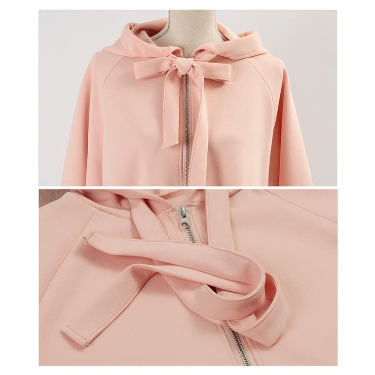 顔まわり華やぐリボンタイペプラムパーカー レディース トップス | Sawa a la mode | 詳細画像19 
