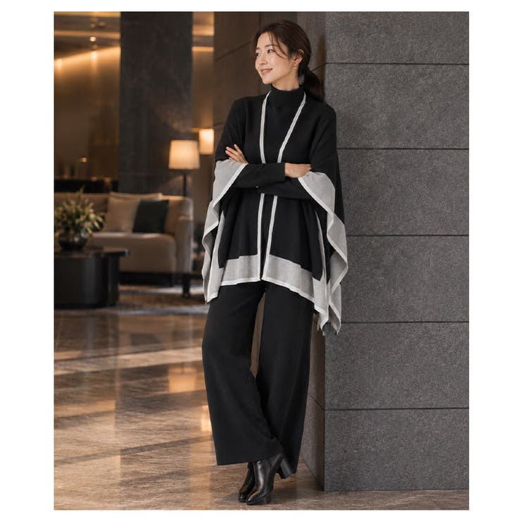 着こなし自在の配色ケープ付きニットセットアップ レディース セットアップ | Sawa a la mode | 詳細画像2 