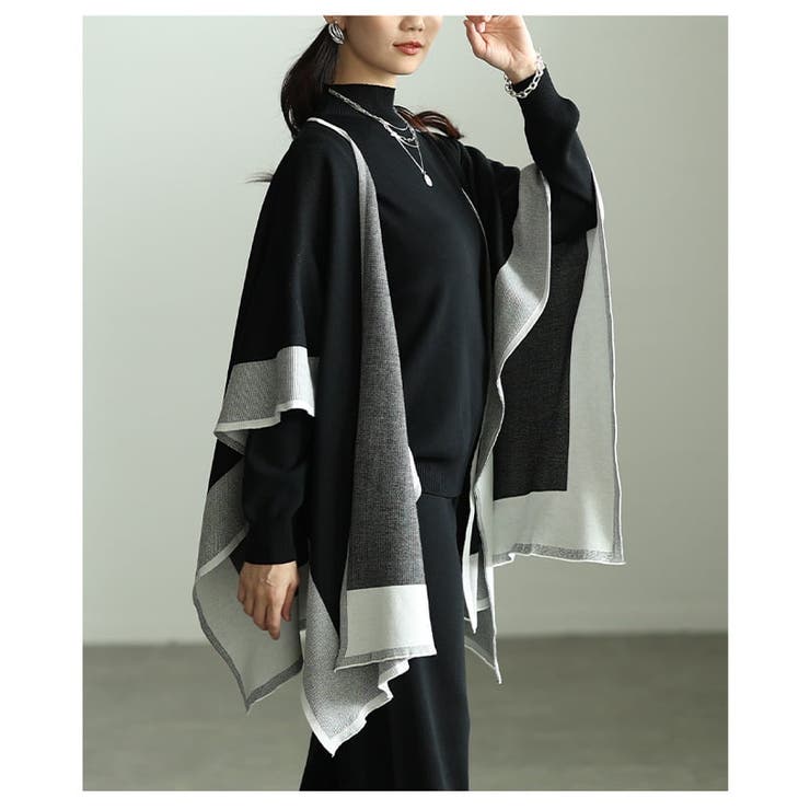着こなし自在の配色ケープ付きニットセットアップ レディース セットアップ | Sawa a la mode | 詳細画像12 
