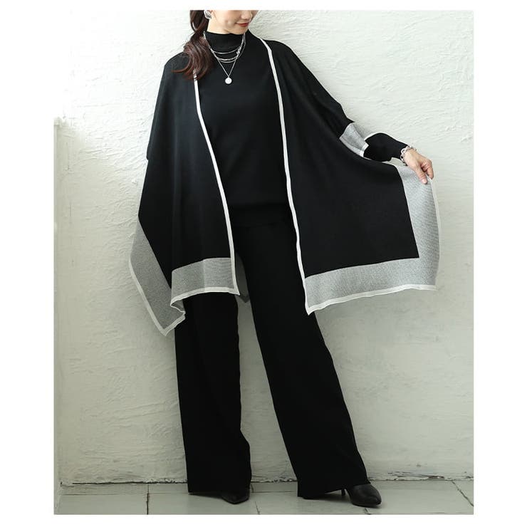 着こなし自在の配色ケープ付きニットセットアップ レディース セットアップ | Sawa a la mode | 詳細画像18 