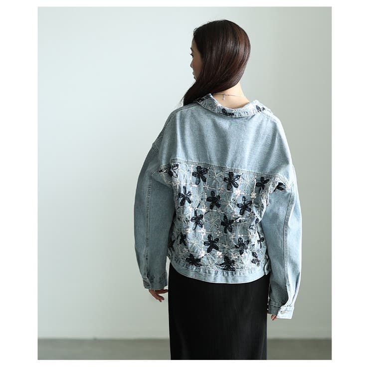 常識をハックするチュールフラワー切替デニムジャケット レディース ファッション | Sawa a la mode | 詳細画像14 