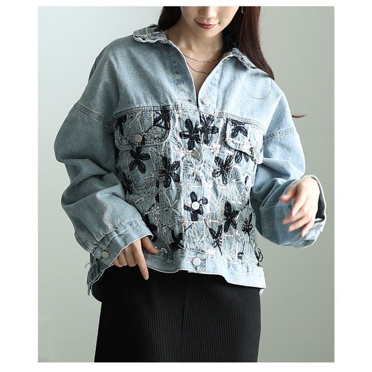 常識をハックするチュールフラワー切替デニムジャケット レディース ファッション | Sawa a la mode | 詳細画像19 