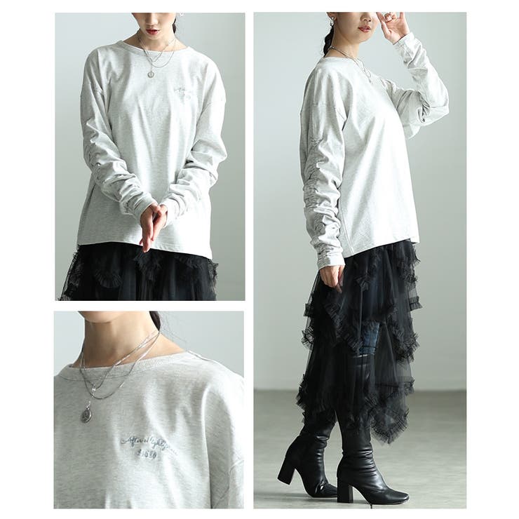 毎日着たくなるシャーリングスリーブコットンロンT レディース ファッション | Sawa a la mode | 詳細画像18 