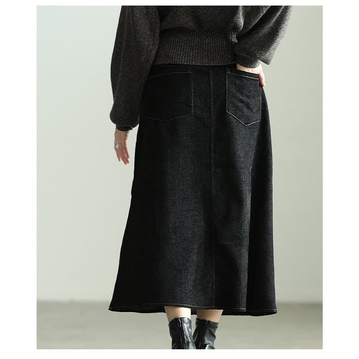 艶感で差がつくベロアデニム切替フレアスカート レディース スカート | Sawa a la mode | 詳細画像21 