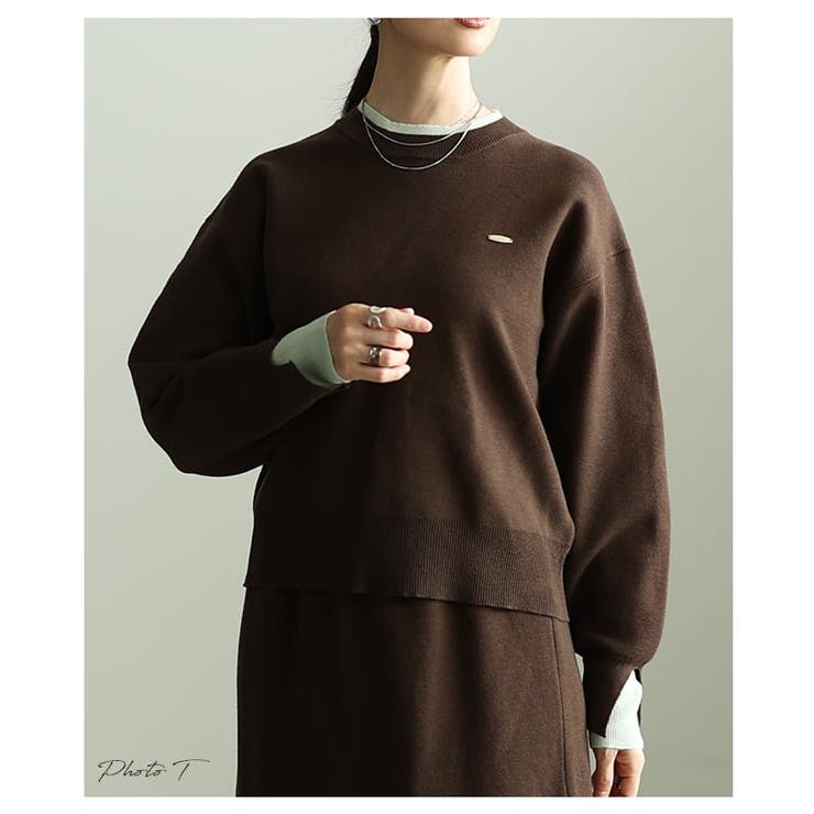 シンプルに映える配色アクセントクルーネックニット レディース トップス | Sawa a la mode | 詳細画像2 