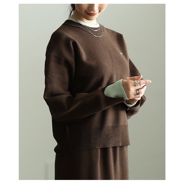 シンプルに映える配色アクセントクルーネックニット レディース トップス | Sawa a la mode | 詳細画像4 