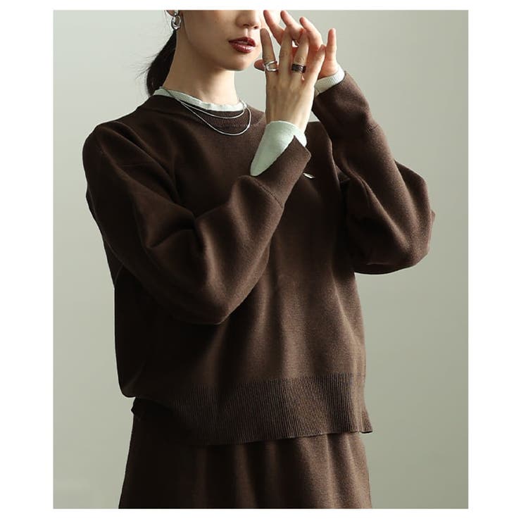 シンプルに映える配色アクセントクルーネックニット レディース トップス | Sawa a la mode | 詳細画像9 