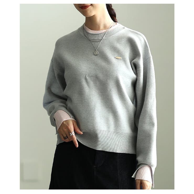 シンプルに映える配色アクセントクルーネックニット レディース トップス | Sawa a la mode | 詳細画像12 