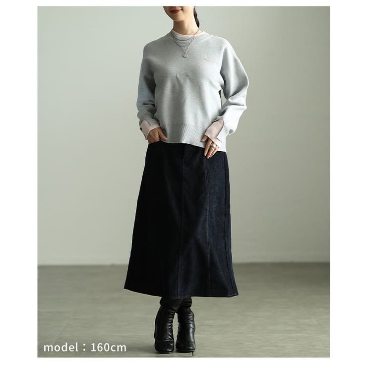 シンプルに映える配色アクセントクルーネックニット レディース トップス | Sawa a la mode | 詳細画像13 