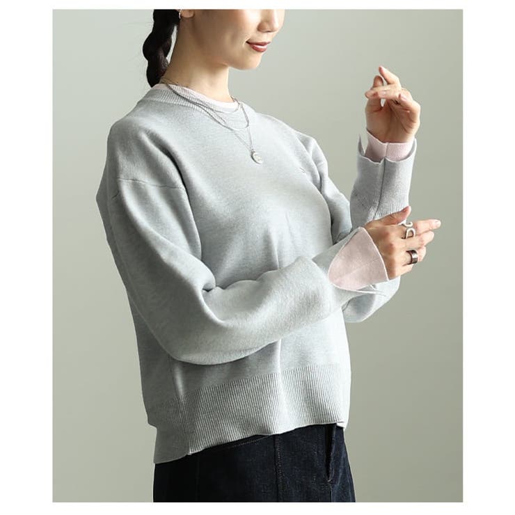 シンプルに映える配色アクセントクルーネックニット レディース トップス | Sawa a la mode | 詳細画像14 