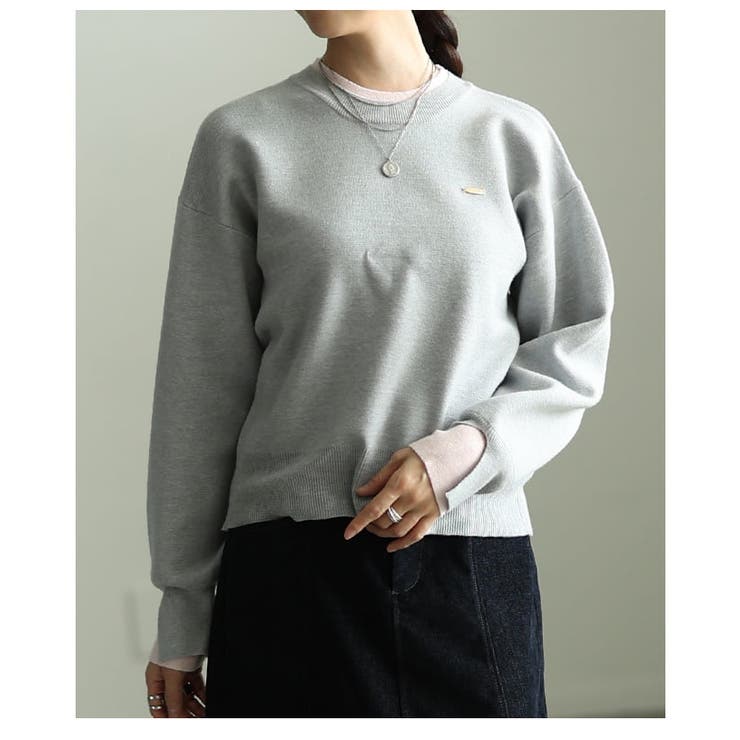 シンプルに映える配色アクセントクルーネックニット レディース トップス | Sawa a la mode | 詳細画像22 