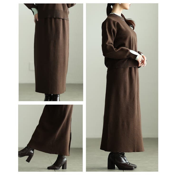縦ラインですっきり見せるロングニットスカート レディース スカート | Sawa a la mode | 詳細画像17 