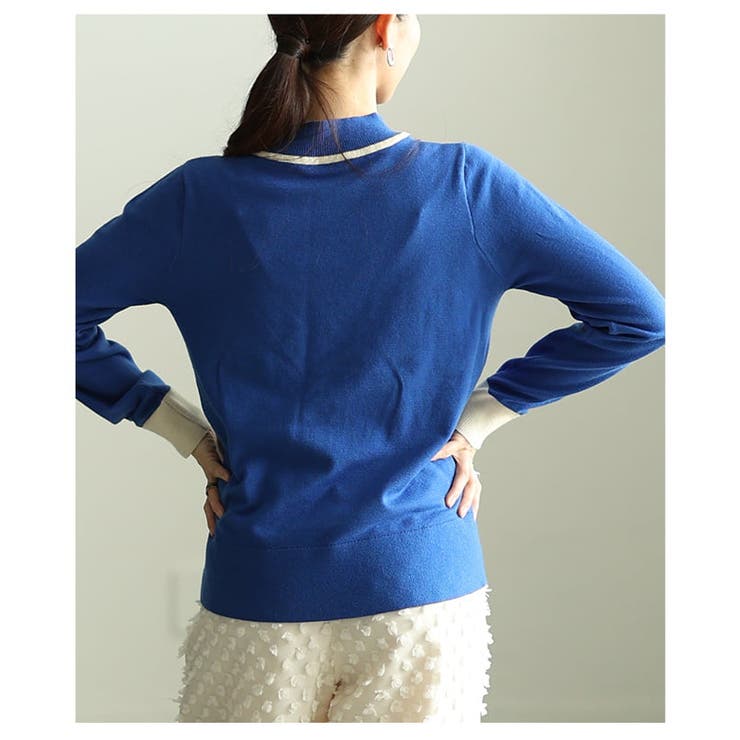 顔まわり華やぐ配色ラインニットプルオーバー レディース トップス | Sawa a la mode | 詳細画像15 